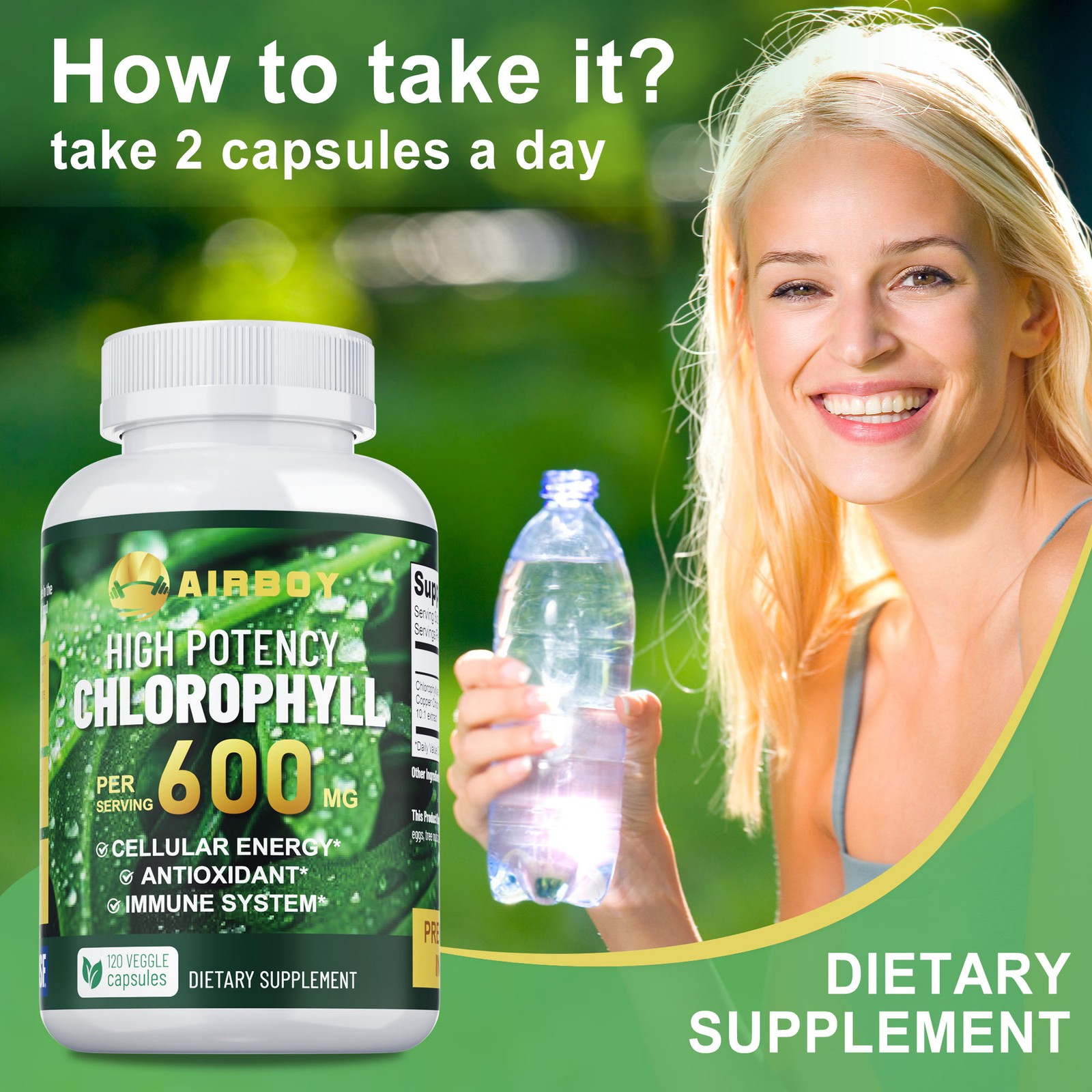 Chlorophyll Capsules 600mg – Skin Health, Antioxidant, Detox, Immune Support