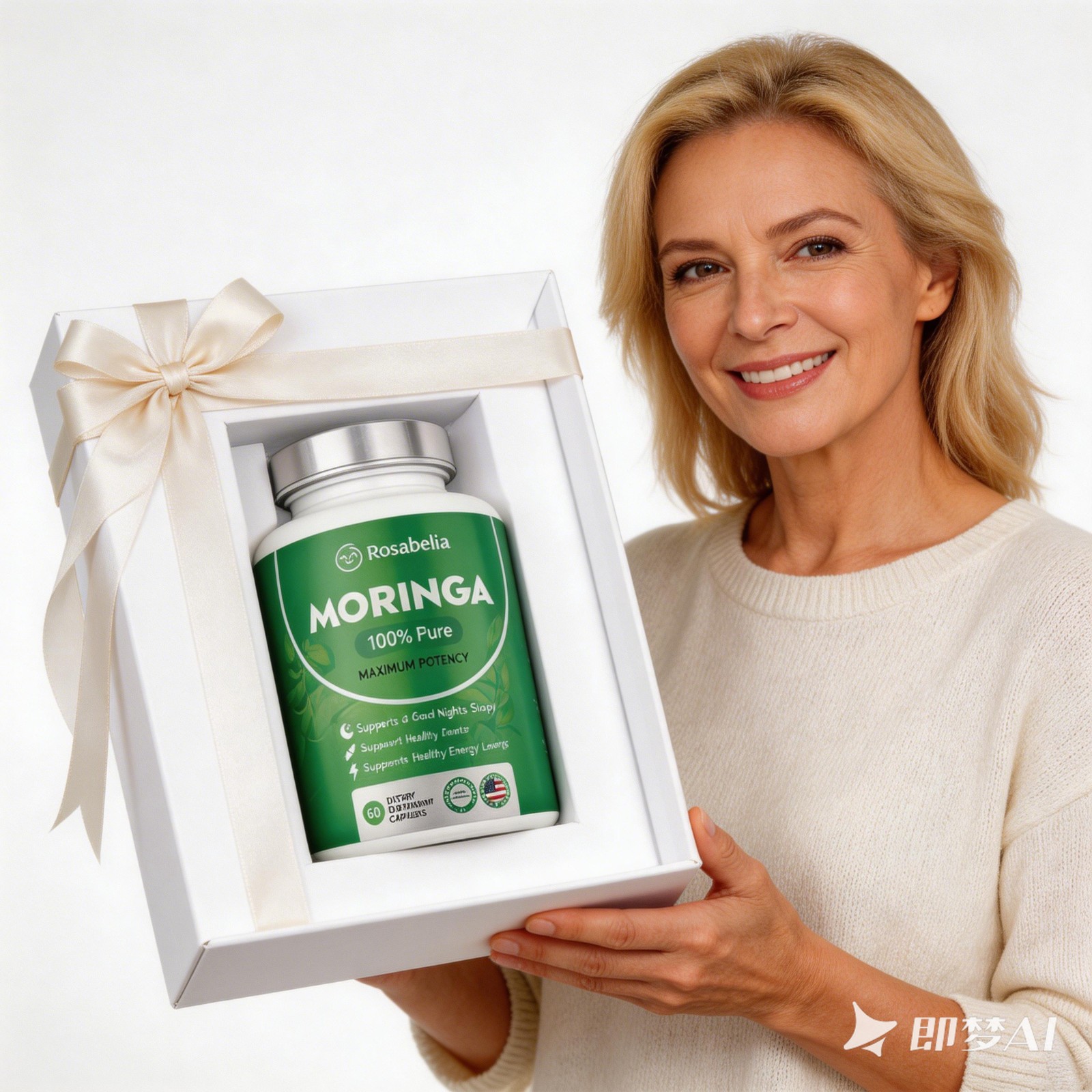 2-Pack Rosabella Certified Organic Moringa800 mg Herbal DigestiveSupport Natura