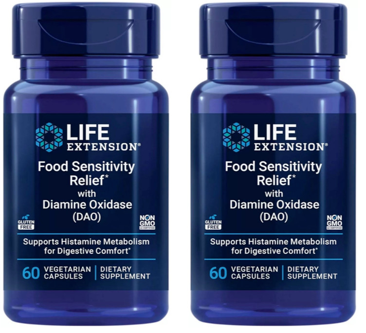 Life Extension Food Sensitivity Relief Diamine Oxidase (DAO) 20,000HDU Hist 2X60