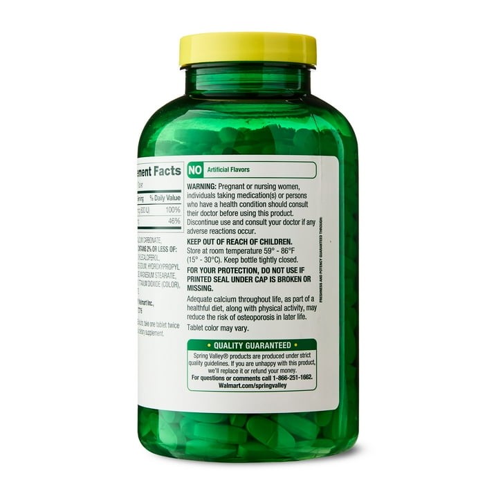 Spring Valley Calcium Plus Vitamin D Tablets 600 mg Bone Joint Health 500 Count