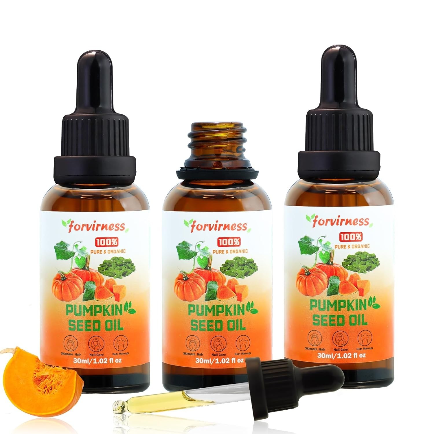 Pumpkin Seed Oil for Hair Growth 100% Pure Organic 3 Pack (30ml)