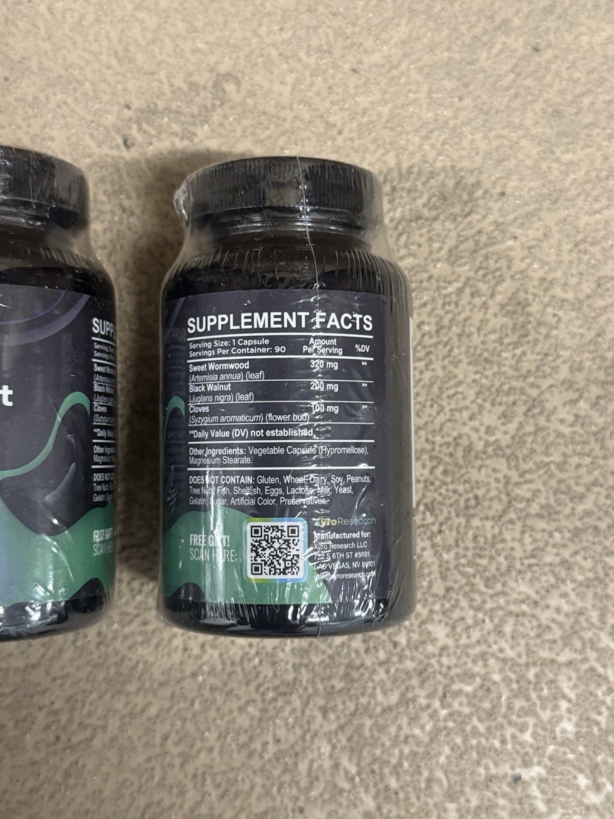 3x Xyro Research Wormwood Black Walnut Cloves Gut Support Capsules Each Exp 7/27