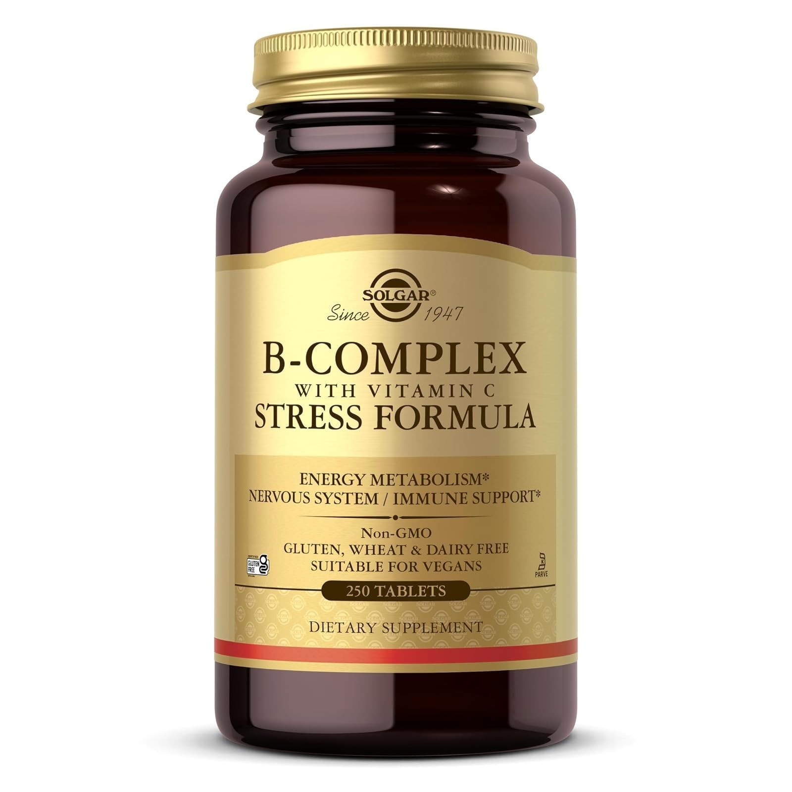 Solgar B-Complex with Vitamin C Stress Formula, 250 Tablets – Vegan, Gluten Free