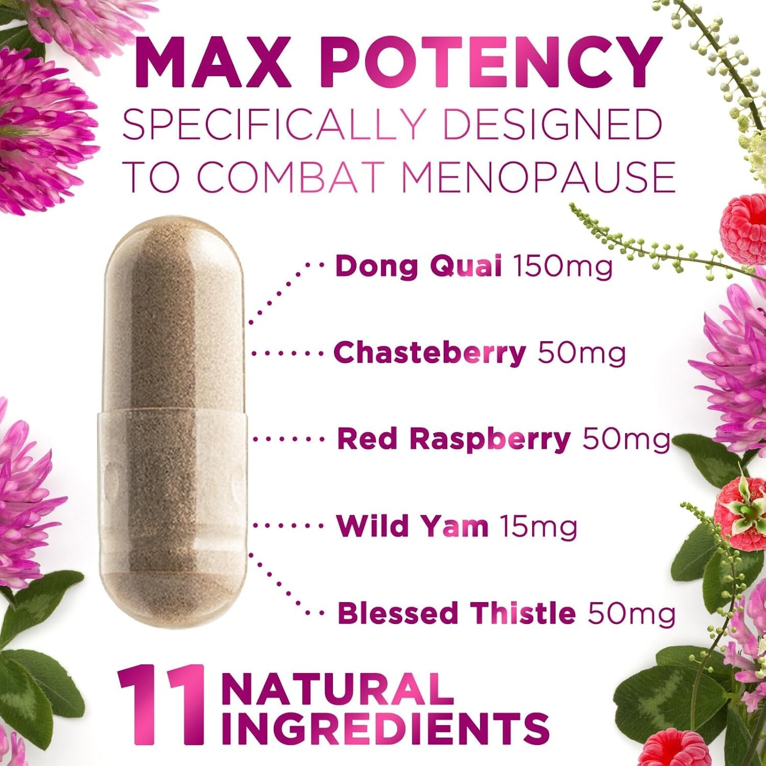 Menopause Support Supplement Highest Potency 1256mg Hot Flash Relief for Women