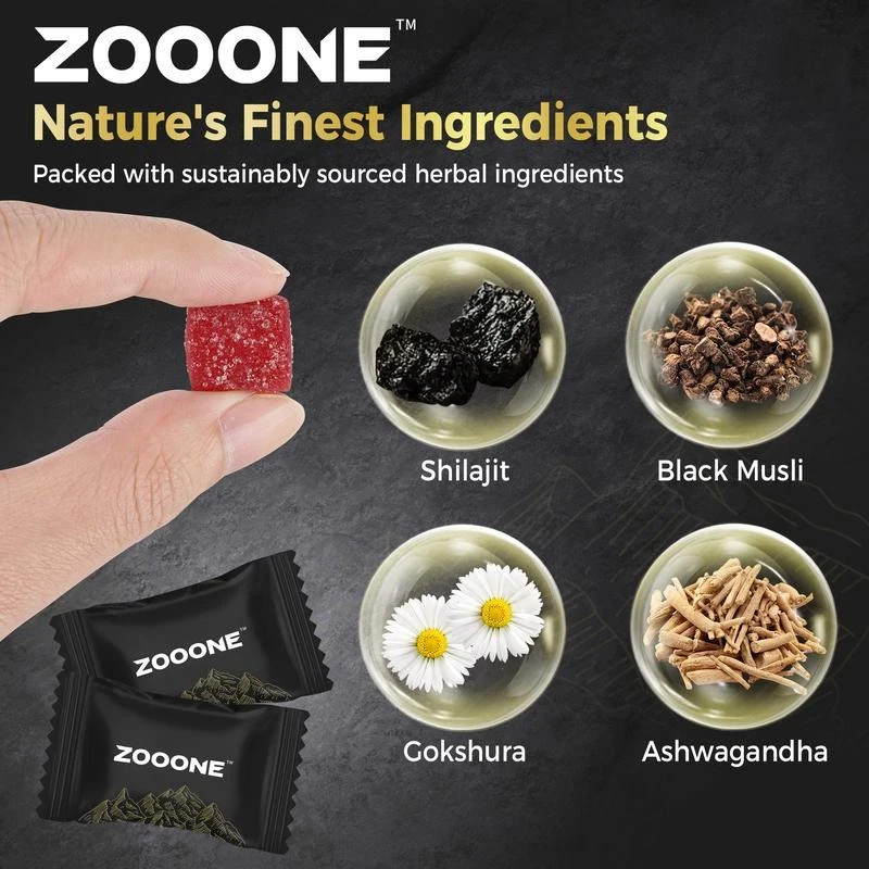 Shilajit ZOOONE Gummies 60 Count 3000mg Himalayan Gold Energy Support