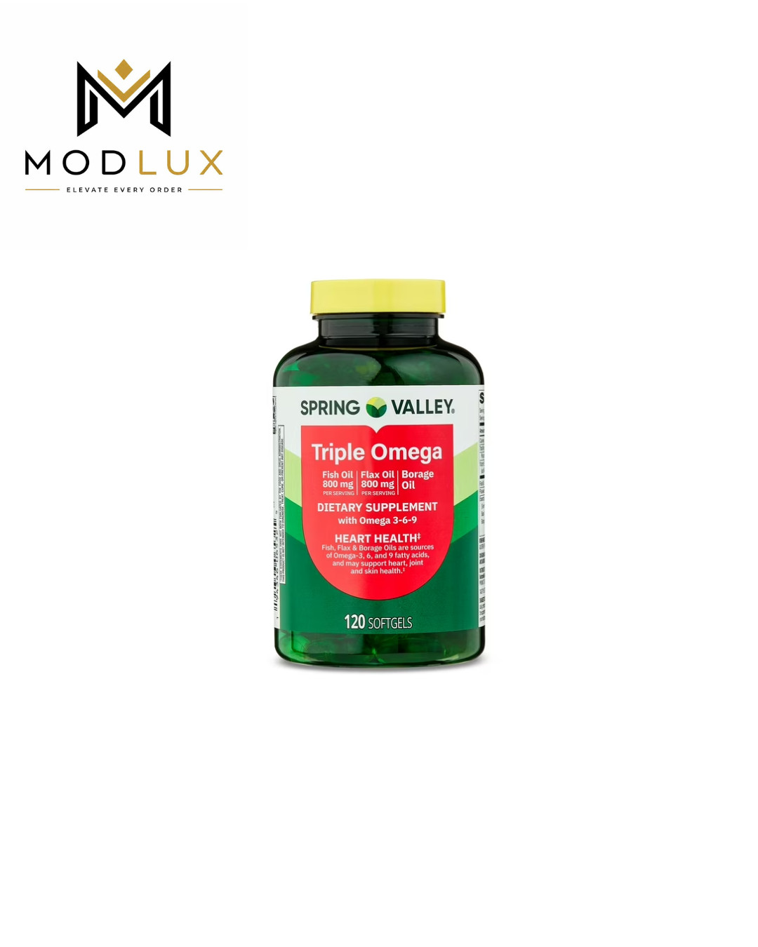 Spring Valley Triple Omega Softgels for Heart, Joint & Skin Health, 120 Count