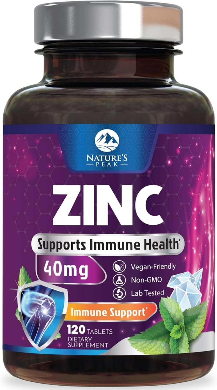 Zinc Supplement 40mg – Immune Support for Women & Men – High Potency Antioxidant