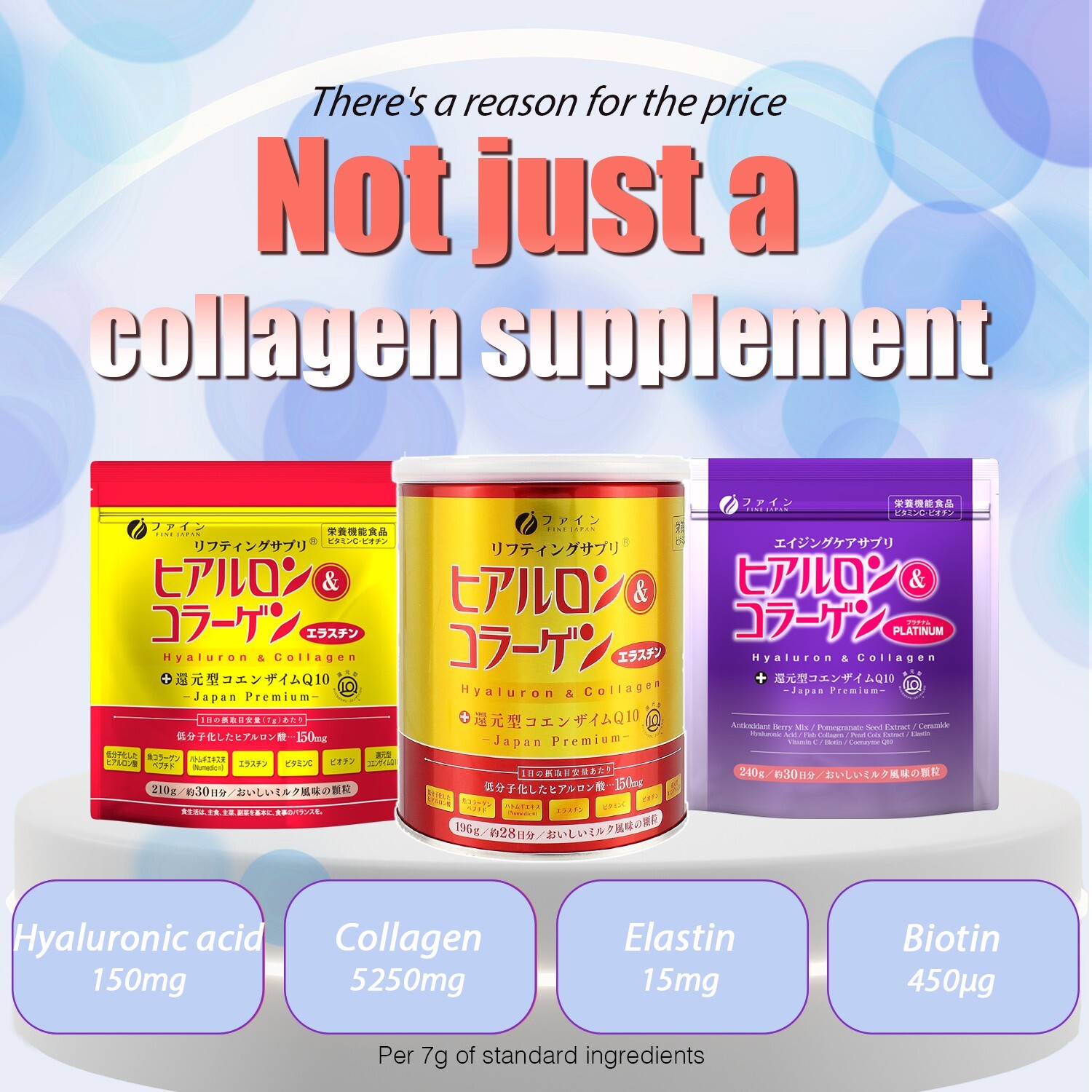FINEJAPAN Hyaluronic Acid Collagen Coenzyme Q10 Platinum powder for skin beauty