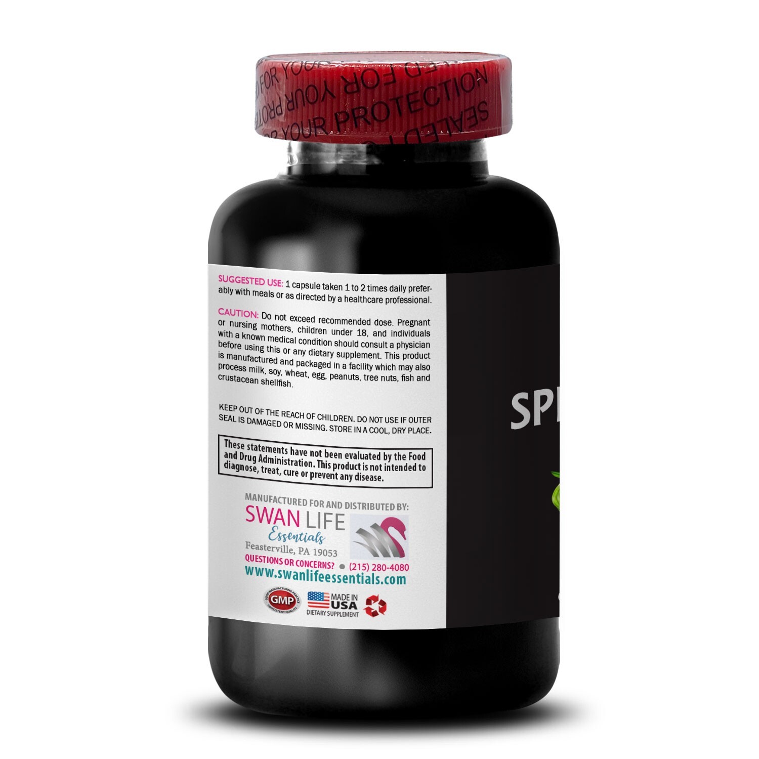 Organic green blend – SPIRULINA – Plant-based detox support 3 Bottle 180 Capsule