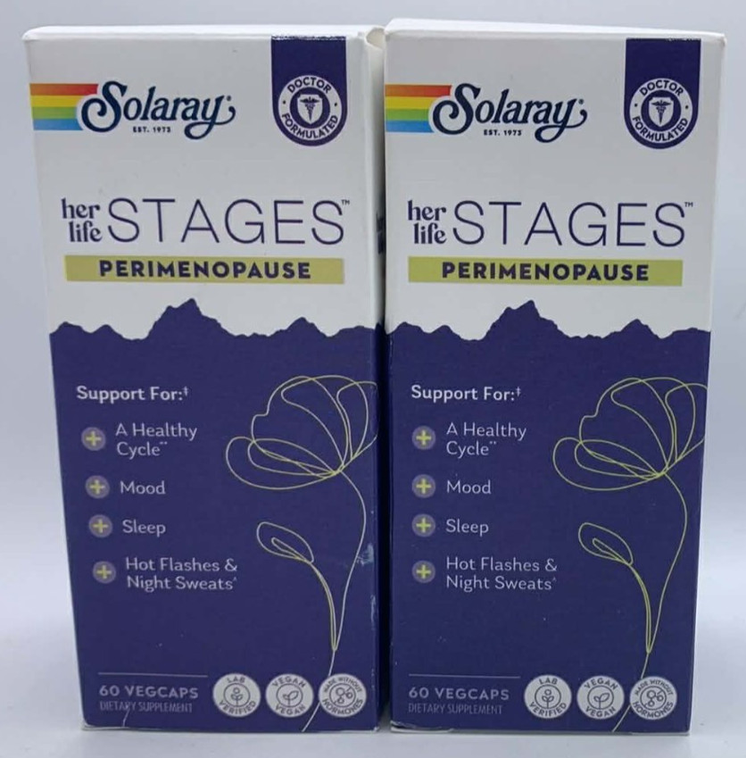 2PK Solaray Stages Perimenopause ~ 60 Vegcaps Each ~ EXP 8/26 ~ FAST SHIP