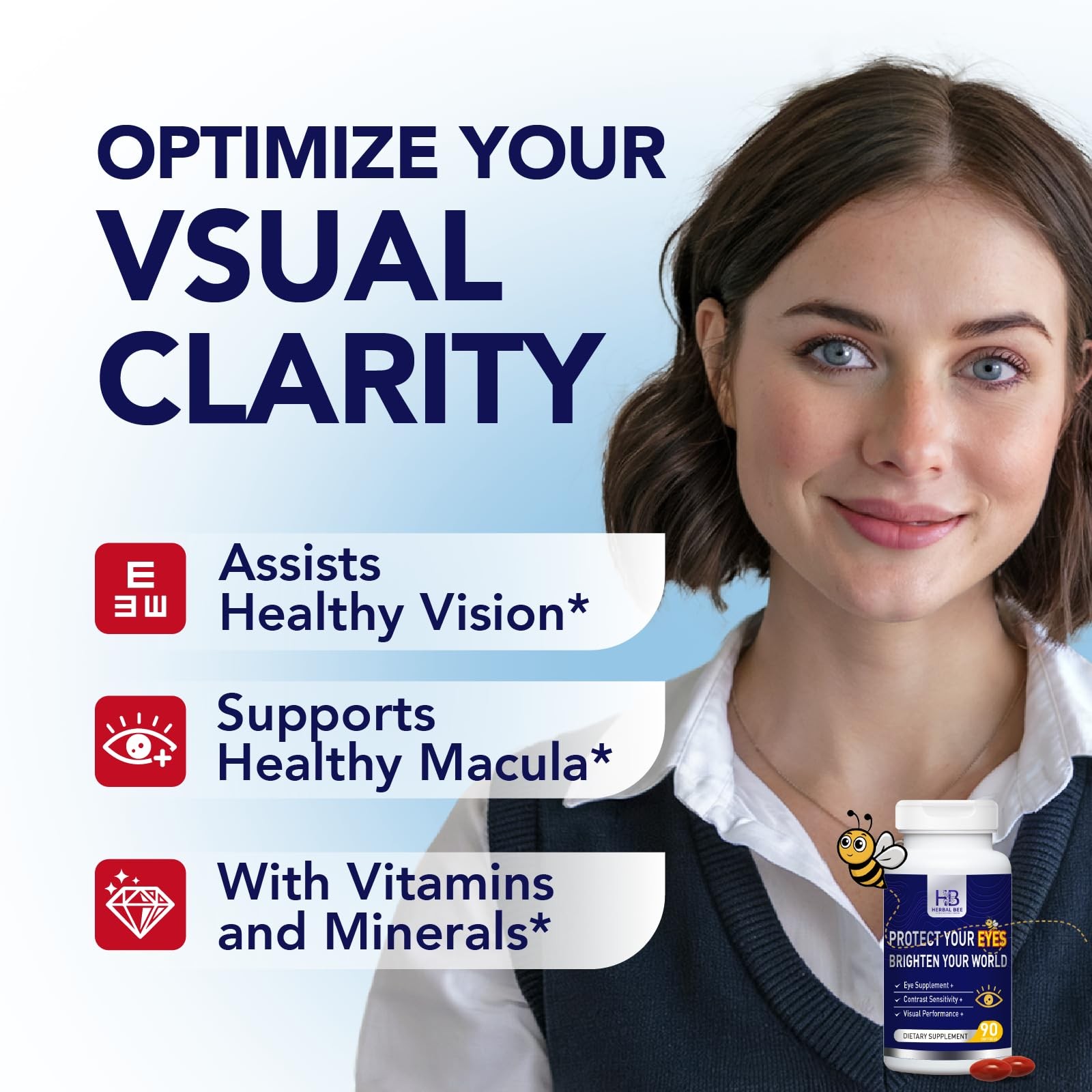 Eye Supplement with Lutein & Zeaxanthin for Vision, Blue Light Protection – 90