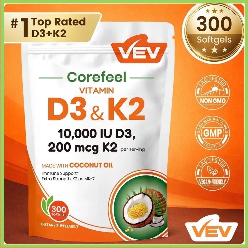 VEV Corefeel Vitamin D3 K2 Softgels / Daily Wellness Supplement /