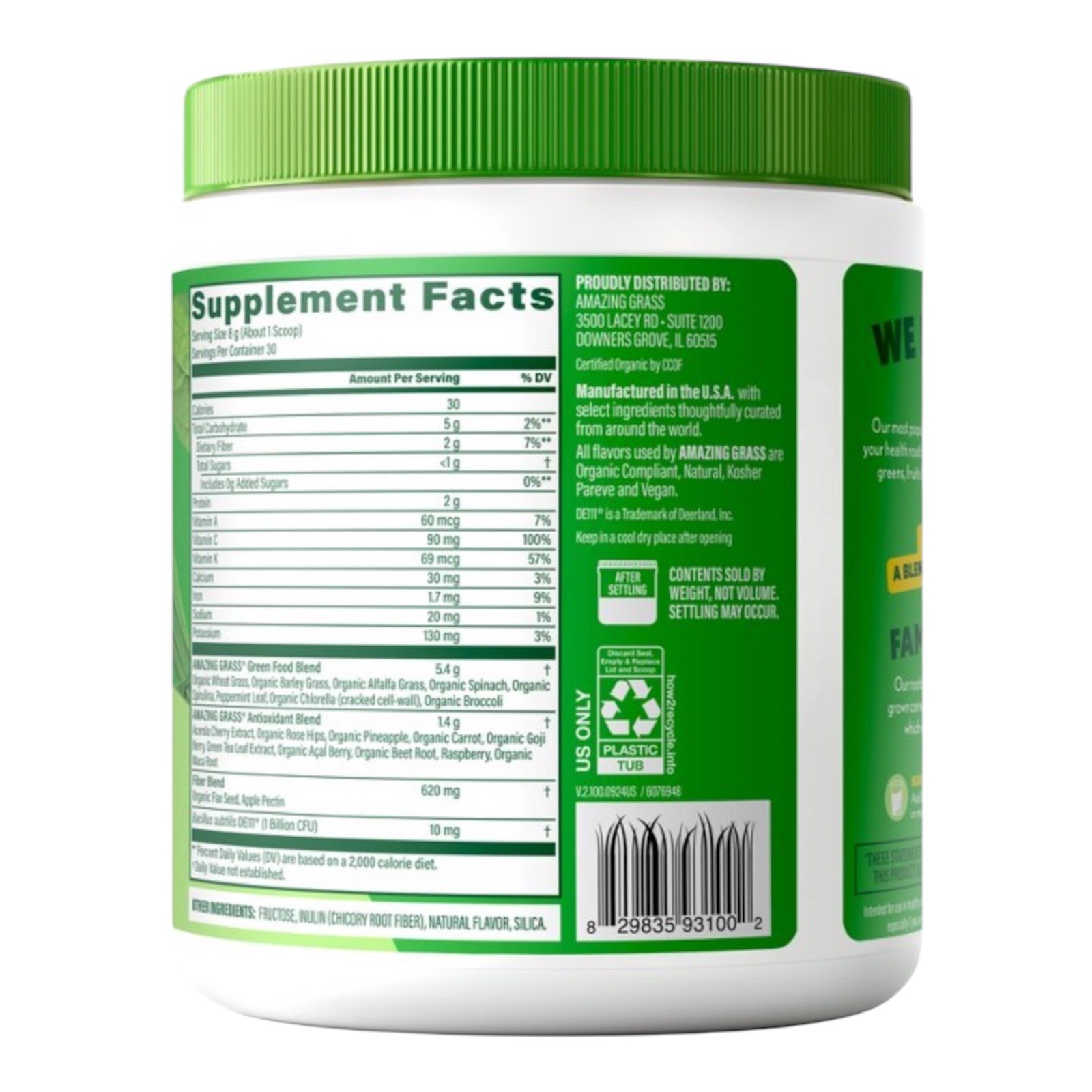 Amazing Grass Super Greens Superfood Powder, Organic, 30 Servings