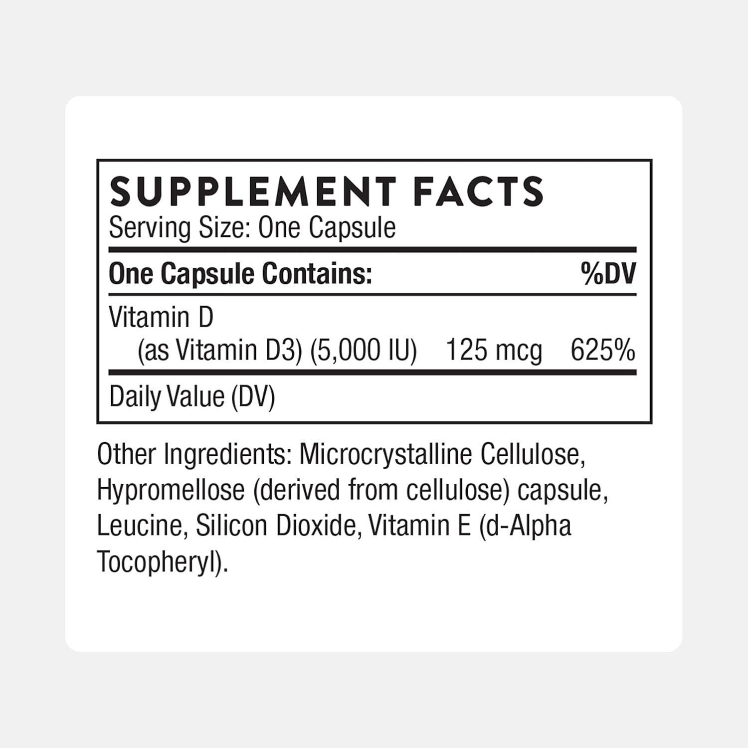 THORNE – Vitamin D-5000 – Vitamin D3 Supplement – Support Healthy Bones, Teeth,