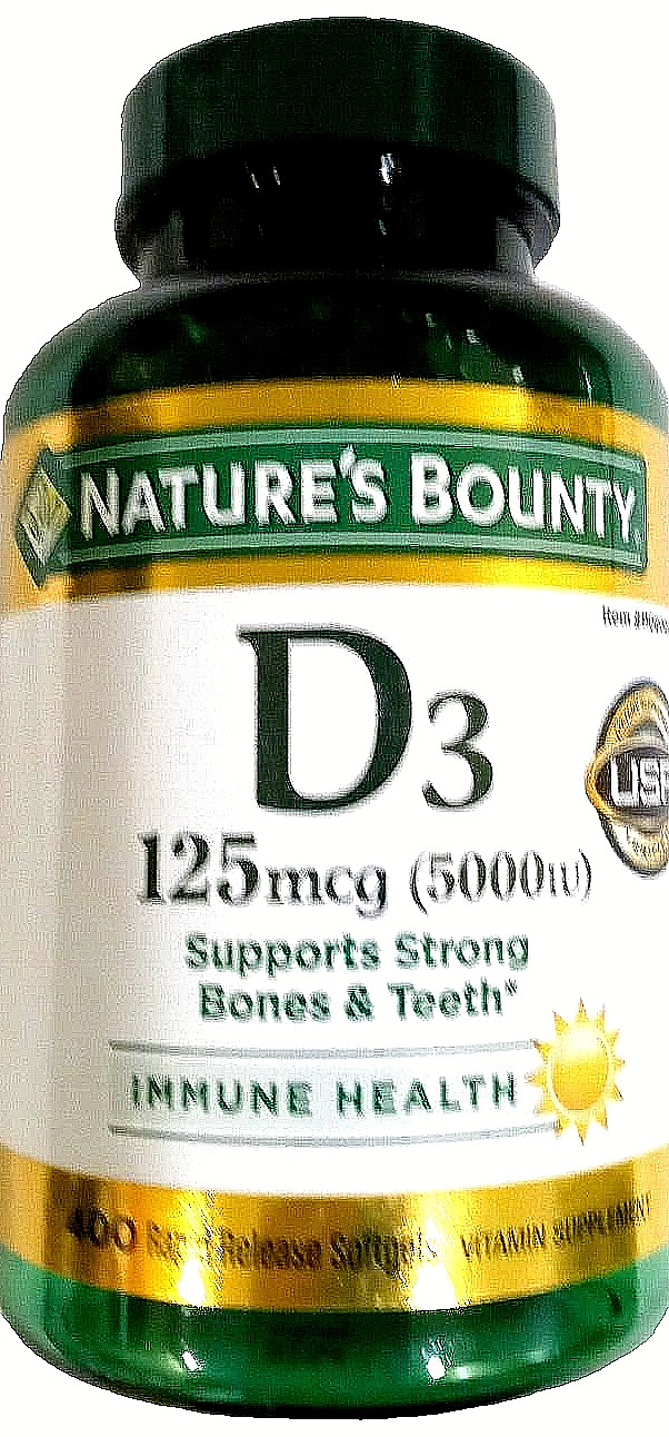 Nature’s Bounty Vitamin D3 125mcg 5000iu 400 Gels Strong Bones/Teeth EXP 04/2026