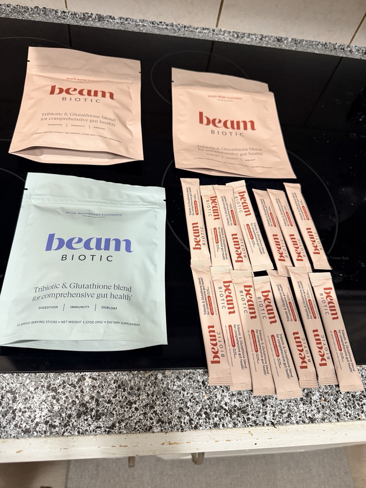 Beam Biotic, Mixed Berry & Blue Raspberry 44 Stick Packs, 0.09 oz (2.6 g) Each
