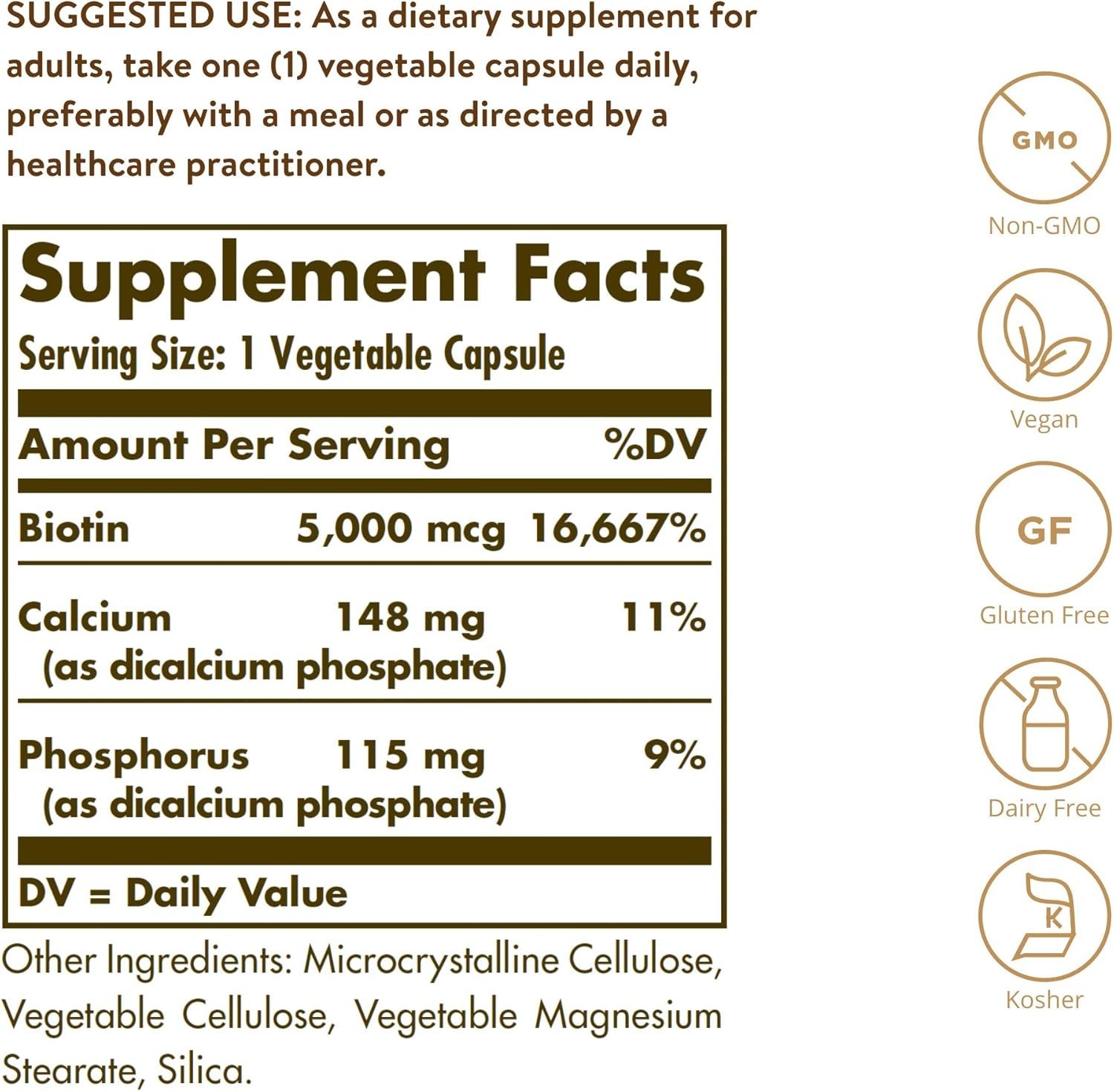Solgar Biotin 5000 mcg 100 Vegetable Capsules EXP 1/28
