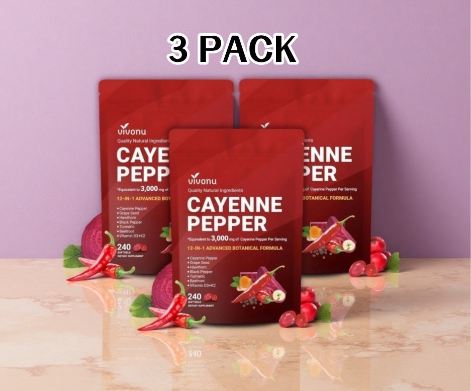 3PCS Cayenne Pepper Softgels Supplement,Supports Leg Vein,Heart and Blood Vessel