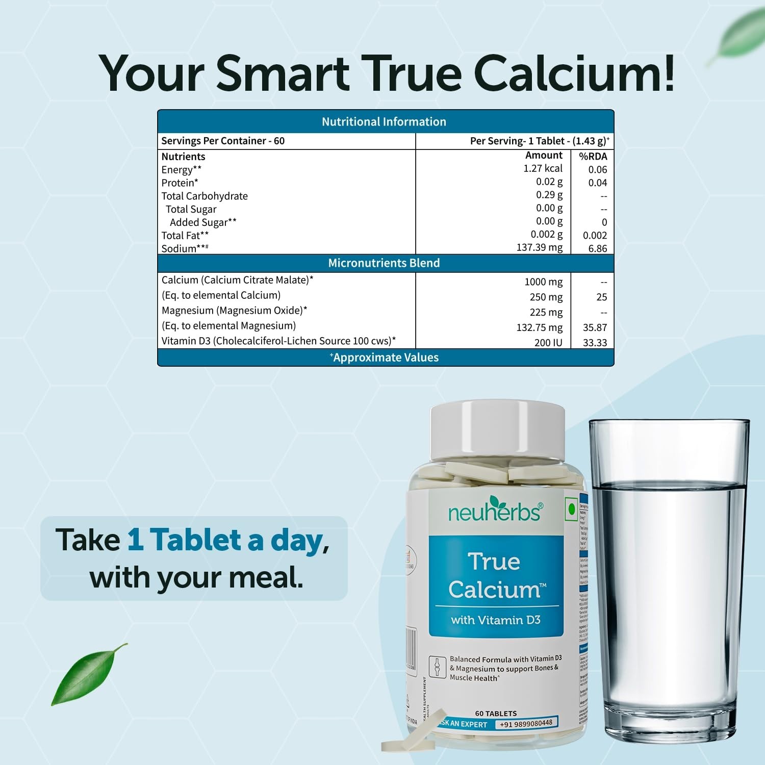 True Calcium Supplement 1000mg | Support Bone, Joint & Muscle Health