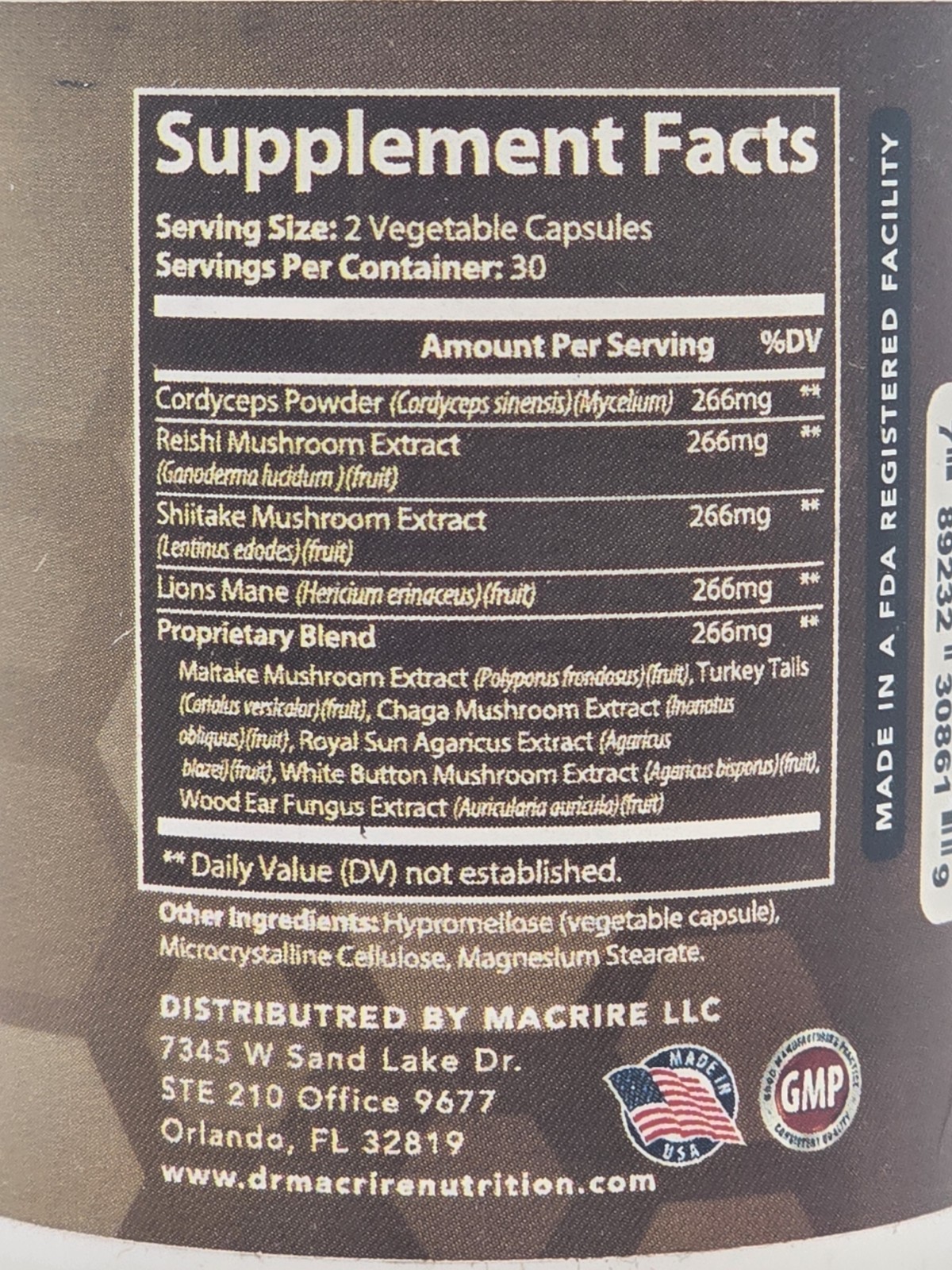 DR. Macrire Mushroom Complex 10 Types of Mushrooms 60 Capsules EXP-12/2029