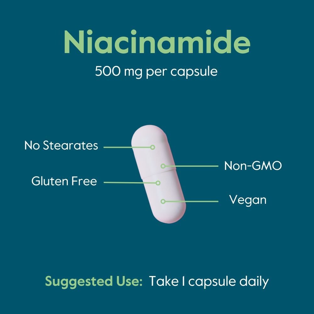 Niacinamide 500mg (240 Vegetarian Capsules)-No Stearates-Vegan-Non GMO