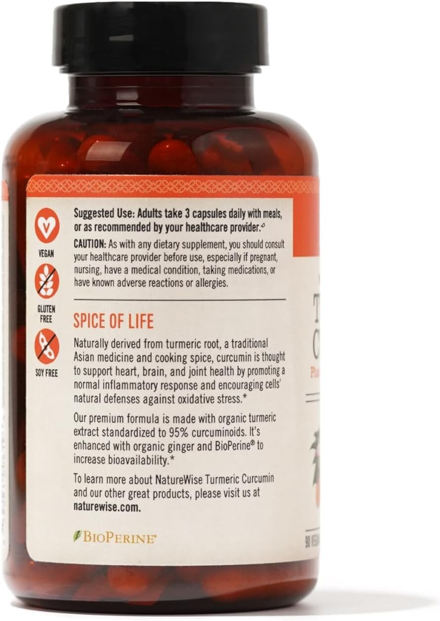 NatureWise Curcumin Turmeric 2250mg – 95% Curcuminoids & BioPerine Black Pepper