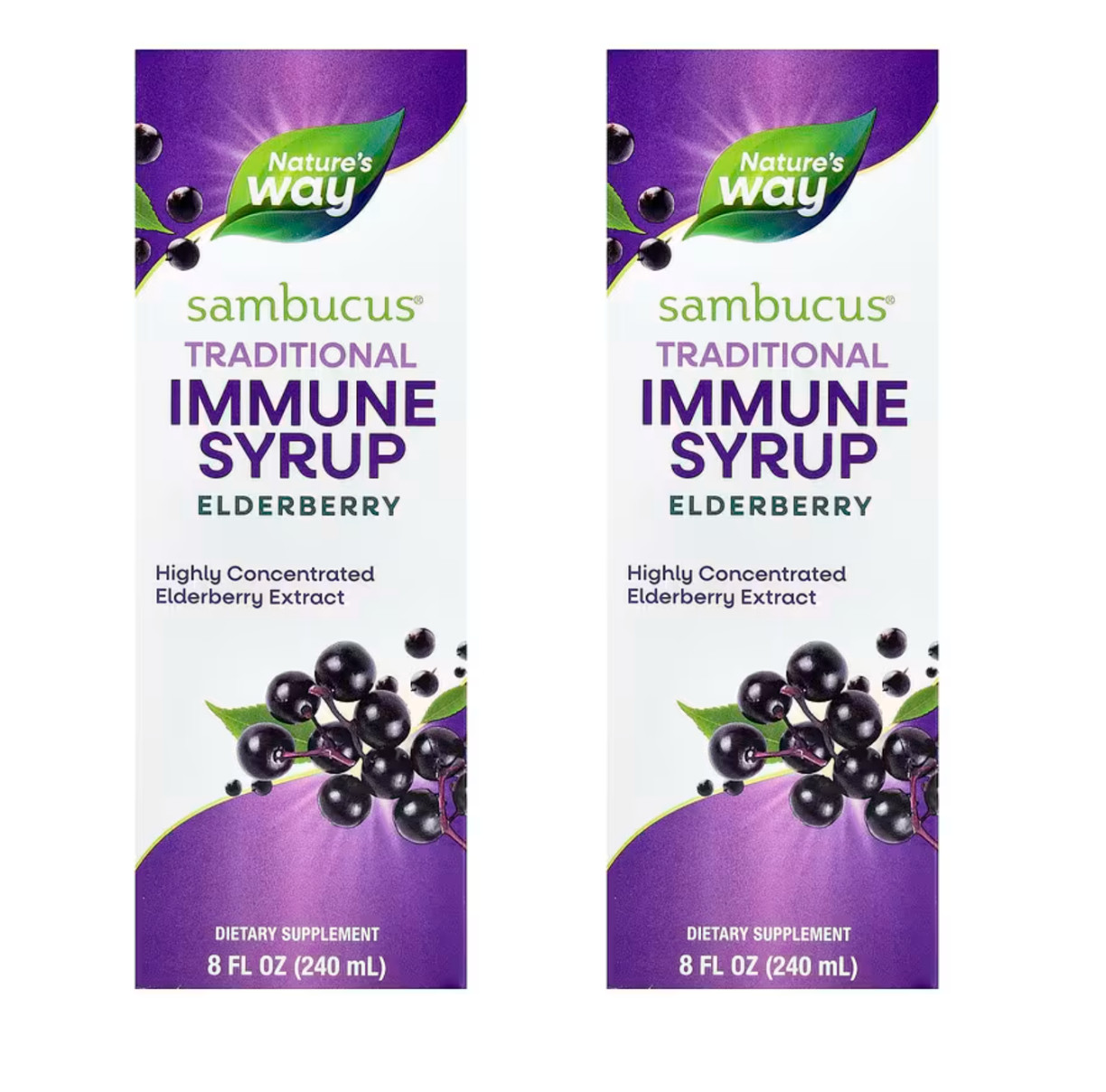 2 pack Nature’s Way Sambucus Elderberry Immune Syrup 8oz EXP 1/23/27