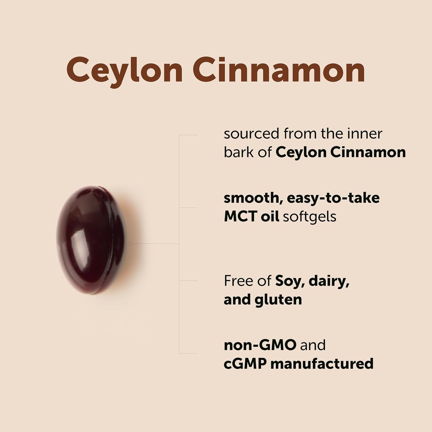 Ceylon Cinnamon Softgels, 300 Count – Infused with MCT Oil for Wellness