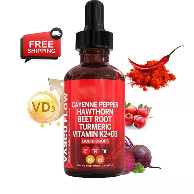 Cayenne Pepper Hawthorn Beet Root Turmeric Vitamin K2+D3 Liquid Drops 60ML