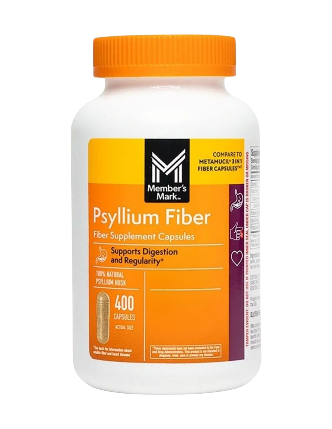 Member’s Mark 100% Natural Psyllium Husk Fiber 400 Count (Pack of 1)