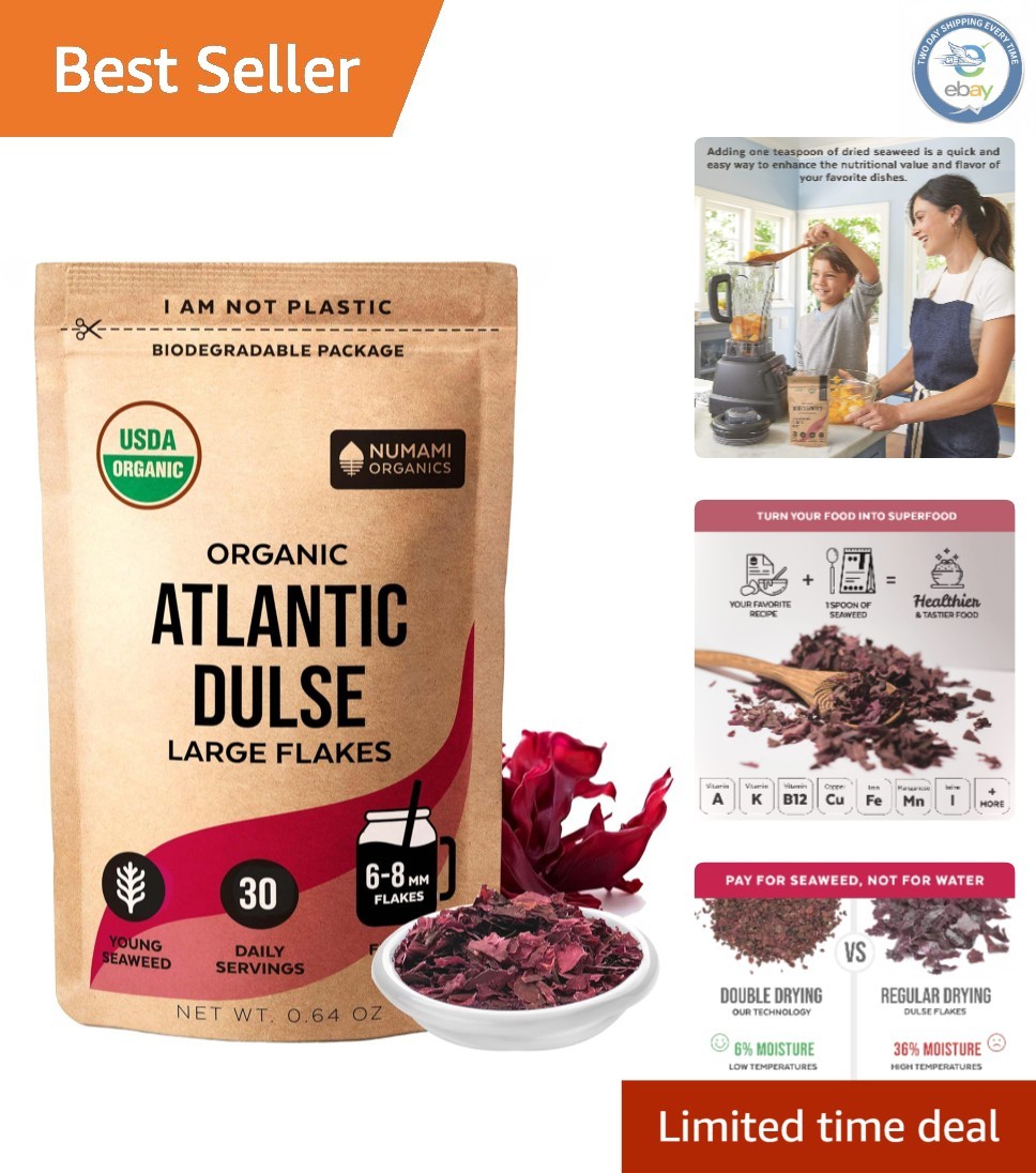 30 Servings of Atlantic Dulse Flakes – Mild Taste, Eco-Friendly Packaging