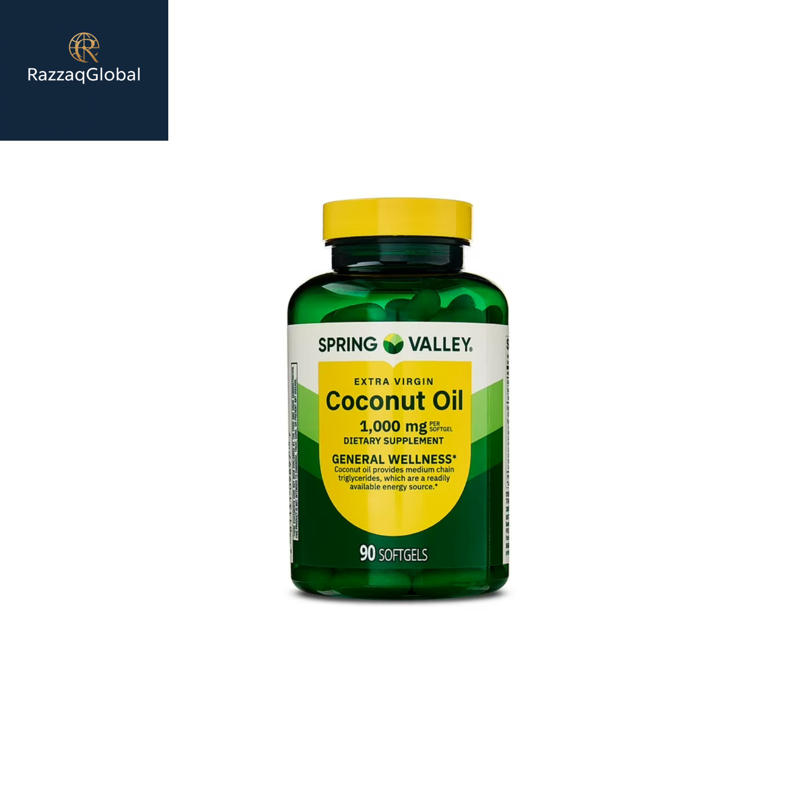 Spring Valley Coconut Oil 1000mg Softgels, General Health, 90 Ct