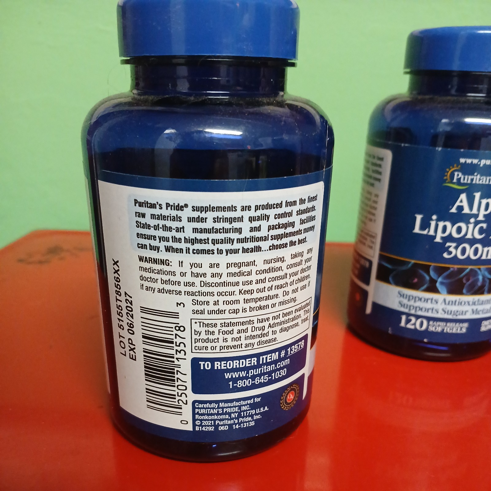 Puritan’s Pride Alpha Lipoic Acid 300 mg 120 SoftGels