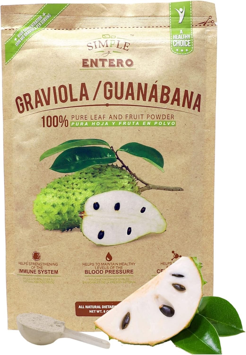 100% Pure Graviola Soursop Powder | 8 oz Supplement for Digestive Health