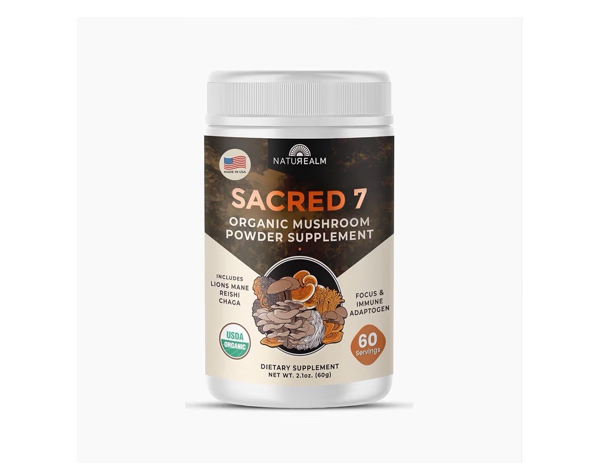 Sacred 7 Organic Mushroom Powder for Coffee – Premium Blend Lions Mane, Reishi