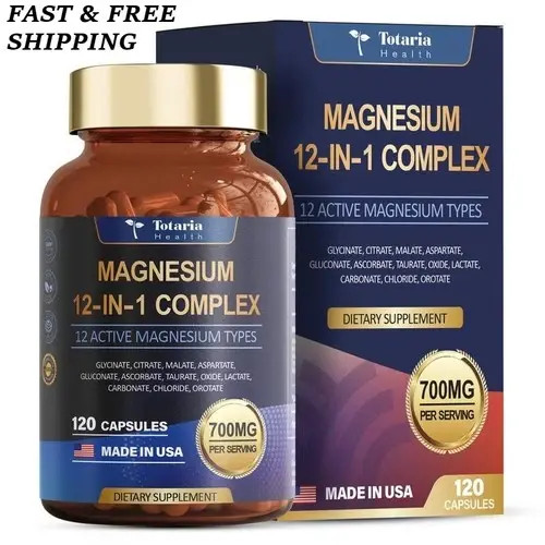 Totaria Health Magnesium 12-in-1 Complex – 700mg | 120 Capsules | Vegan, Non-GMO