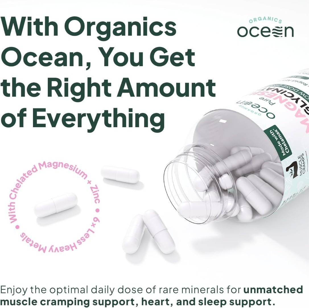 2 bottles Organics Ocean Pure Magnesium Glycinate Zinc Maximum 90Caps new