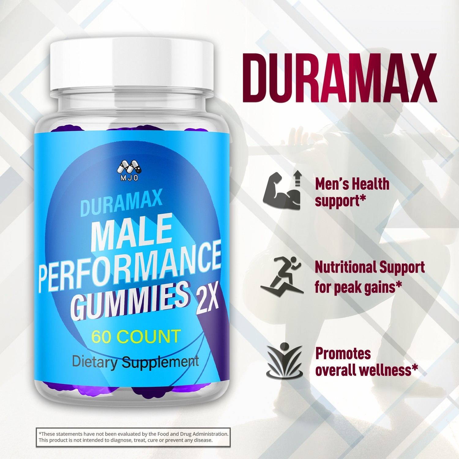 (1 Pack) Duramax Male Gummys Advanced Male Support Supplement 60 Gummies