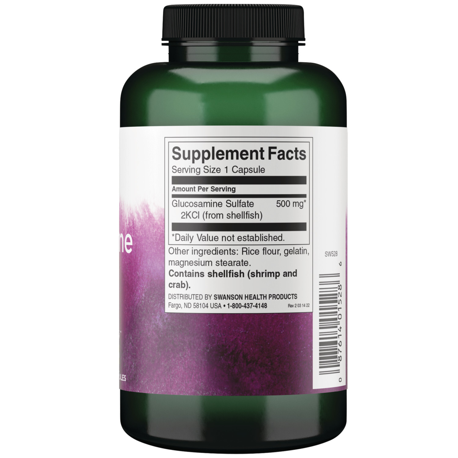 Swanson Glucosamine Sulfate 2Kcl 500 mg 250 Capsules