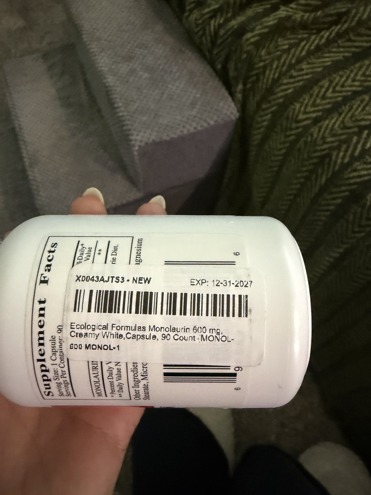 Ecological Formulas Monolaurin 600 Mg – 90 Caps. Creamy White,Capsule, 90 Count