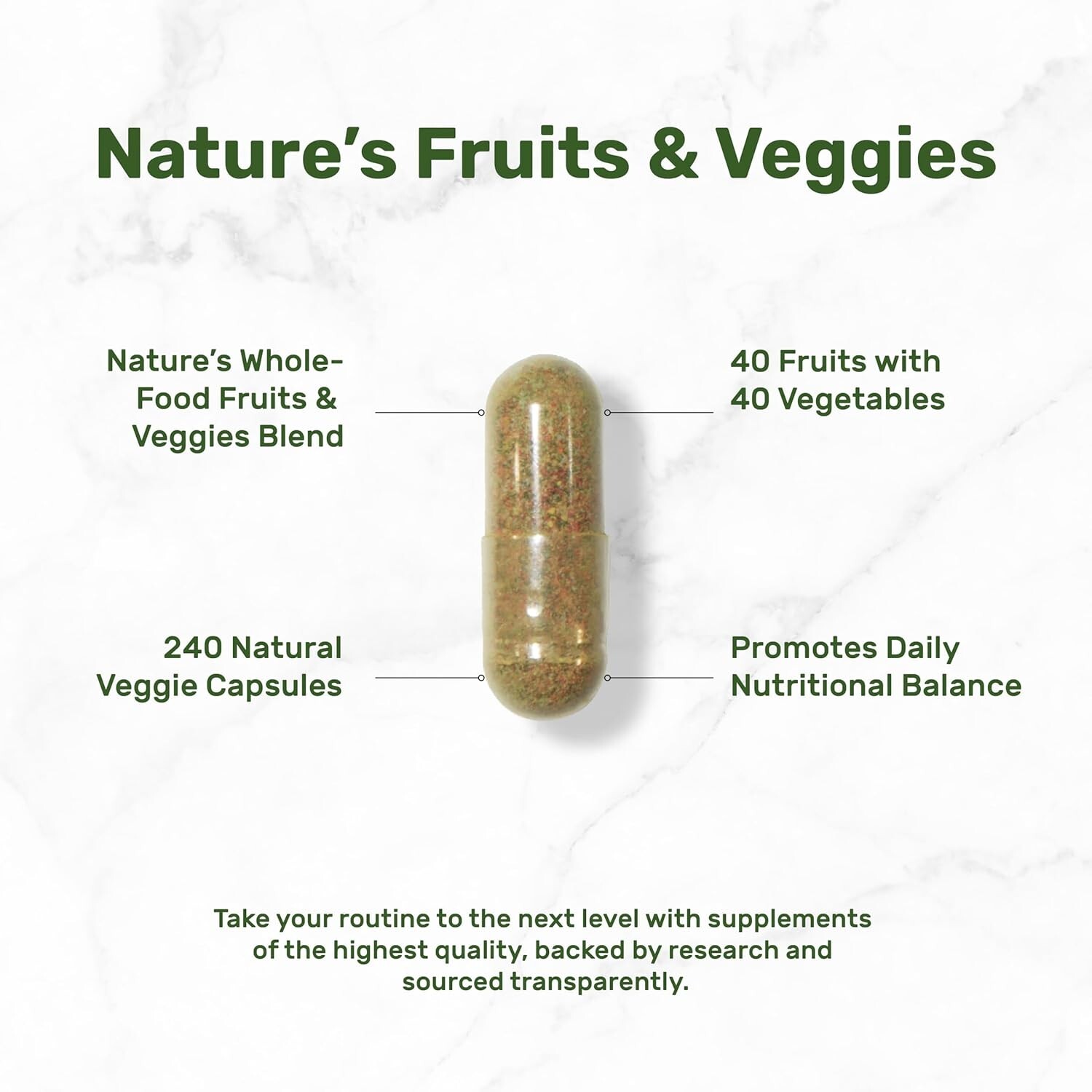 Nature’s Fruits & Veggies 240 Capsules 80 Superfoods for Daily Balance, Wellness