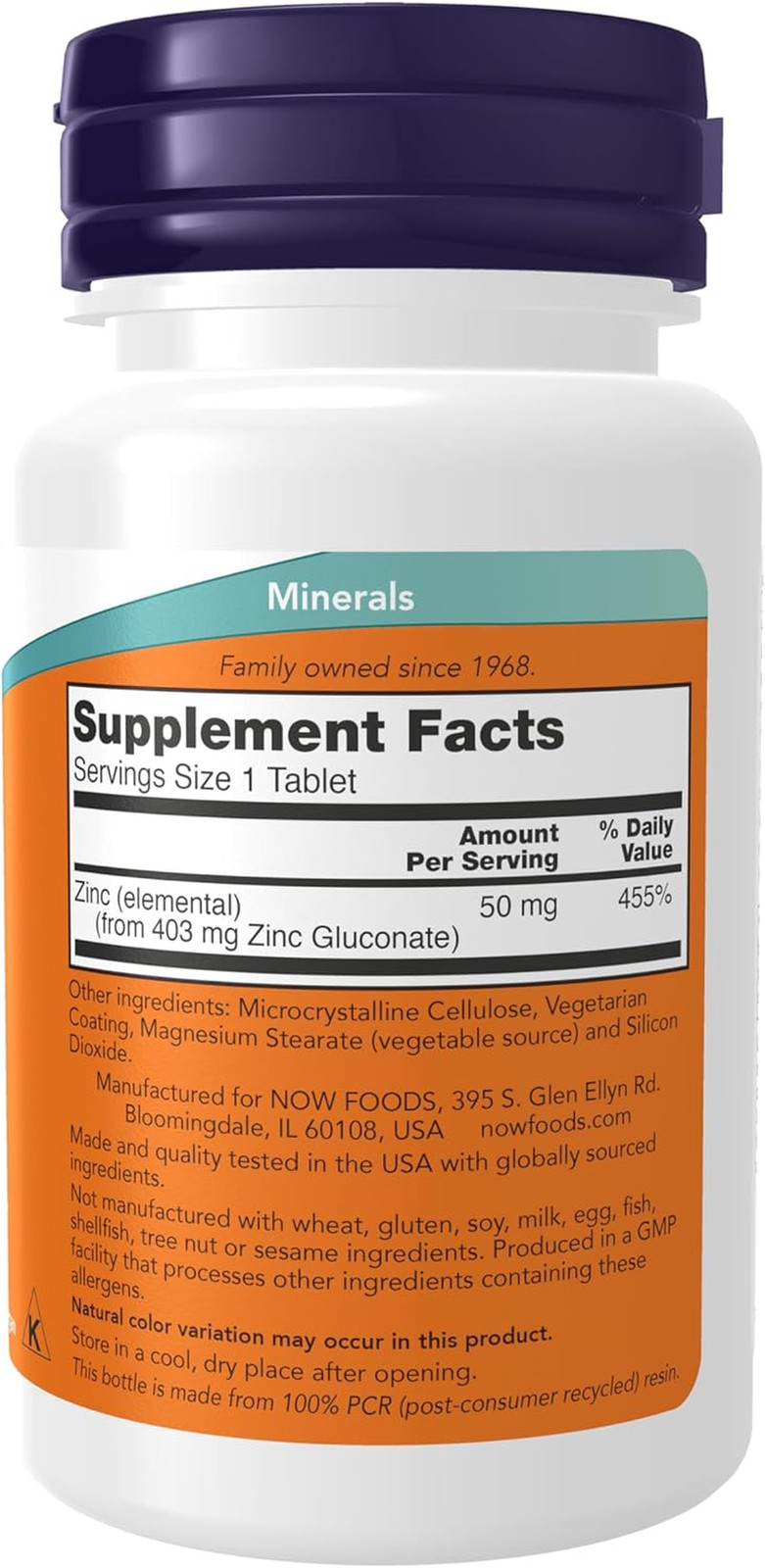 NOW Foods Supplements, Zinc (Zinc Gluconate) 50 Mg, Supports Enzyme Functions*,
