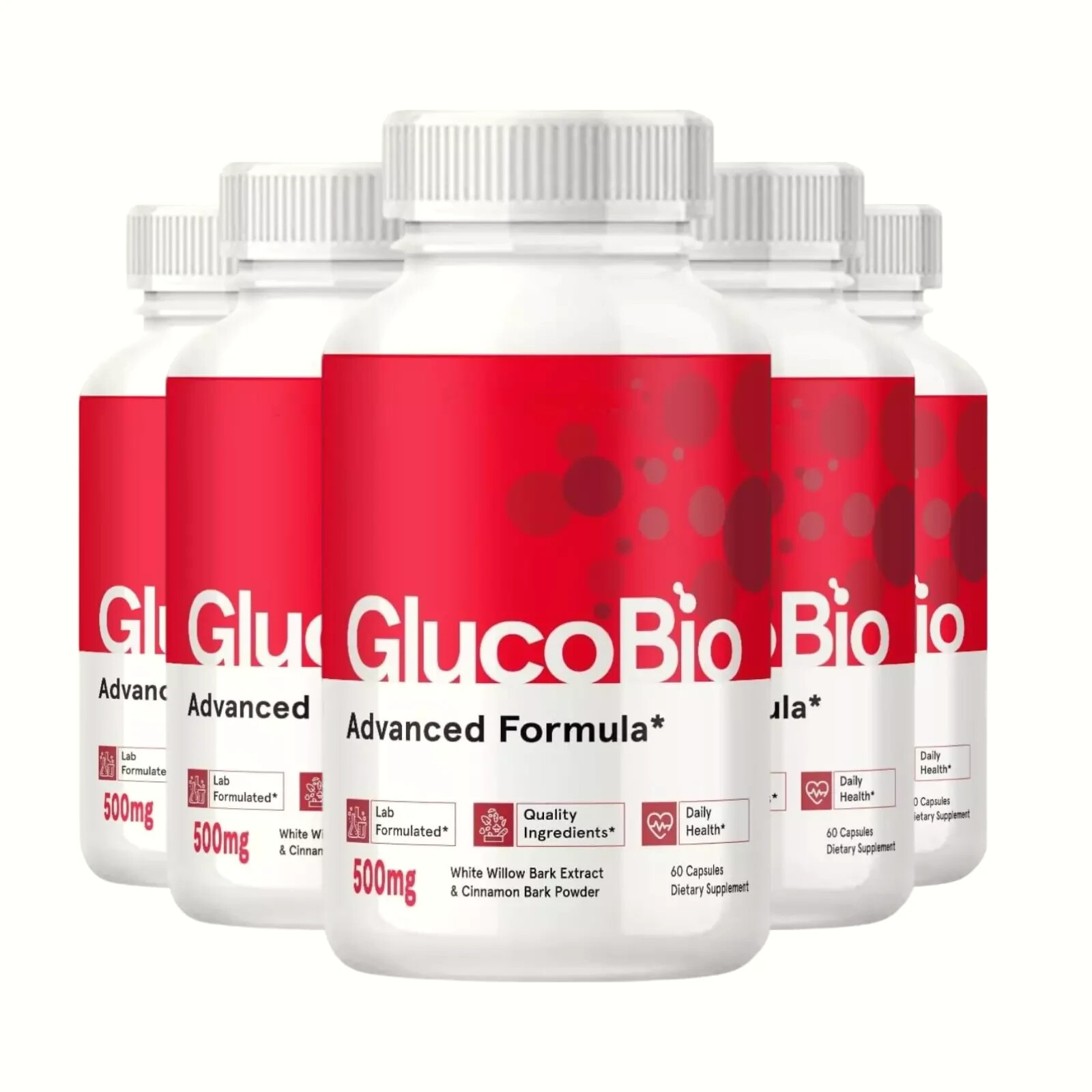5-Pack Gluco Bio Capsules, GlucoBio Blood Health Dietary Supplement 300 Capsules