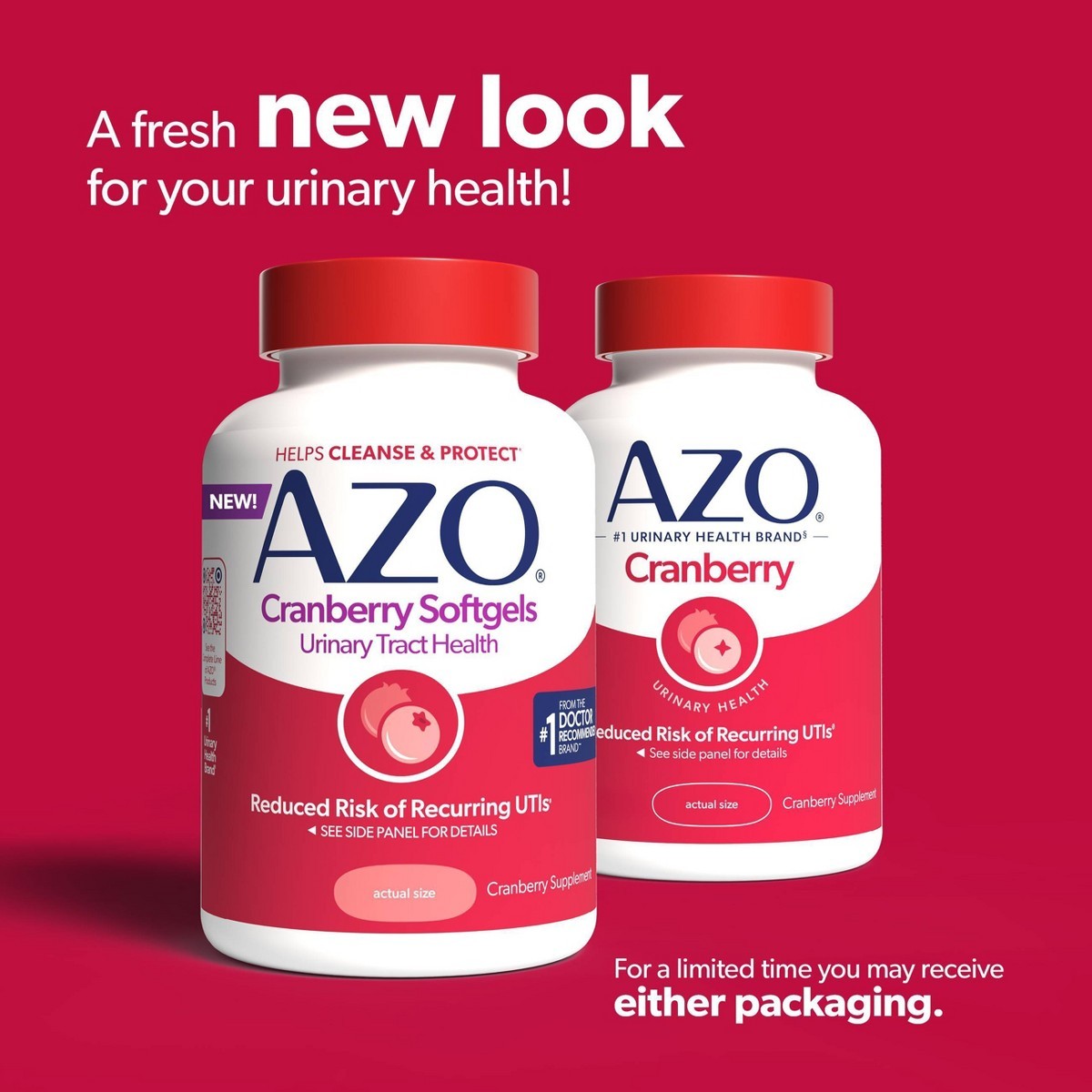 AZO Cleanse + Protect Cranberry Softgels for Urinary Tract Health – 120ct
