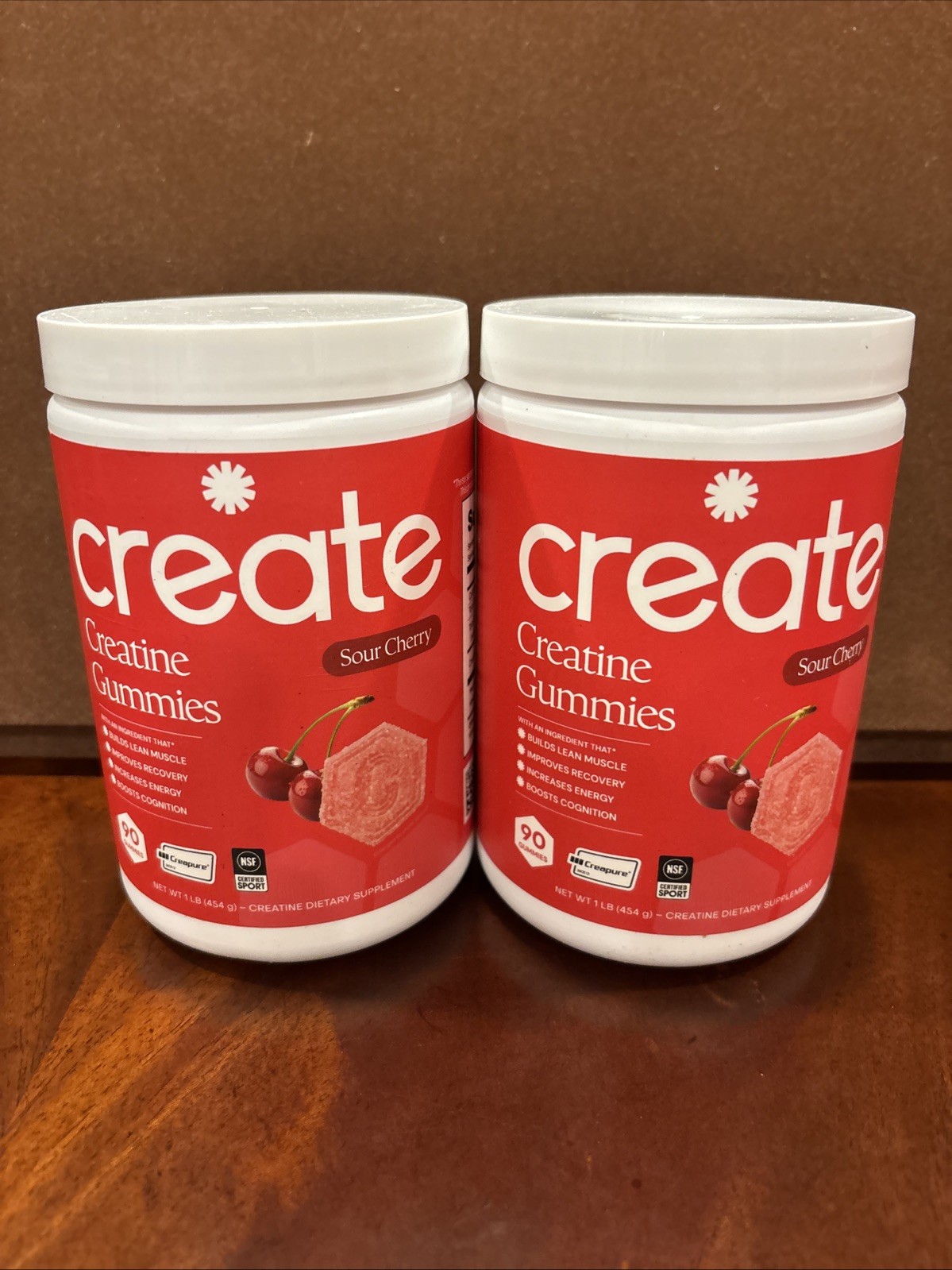 90 PIECES Create Creatine Monohydrate Gummies for Men & Women (Sour Cherry) 🍒