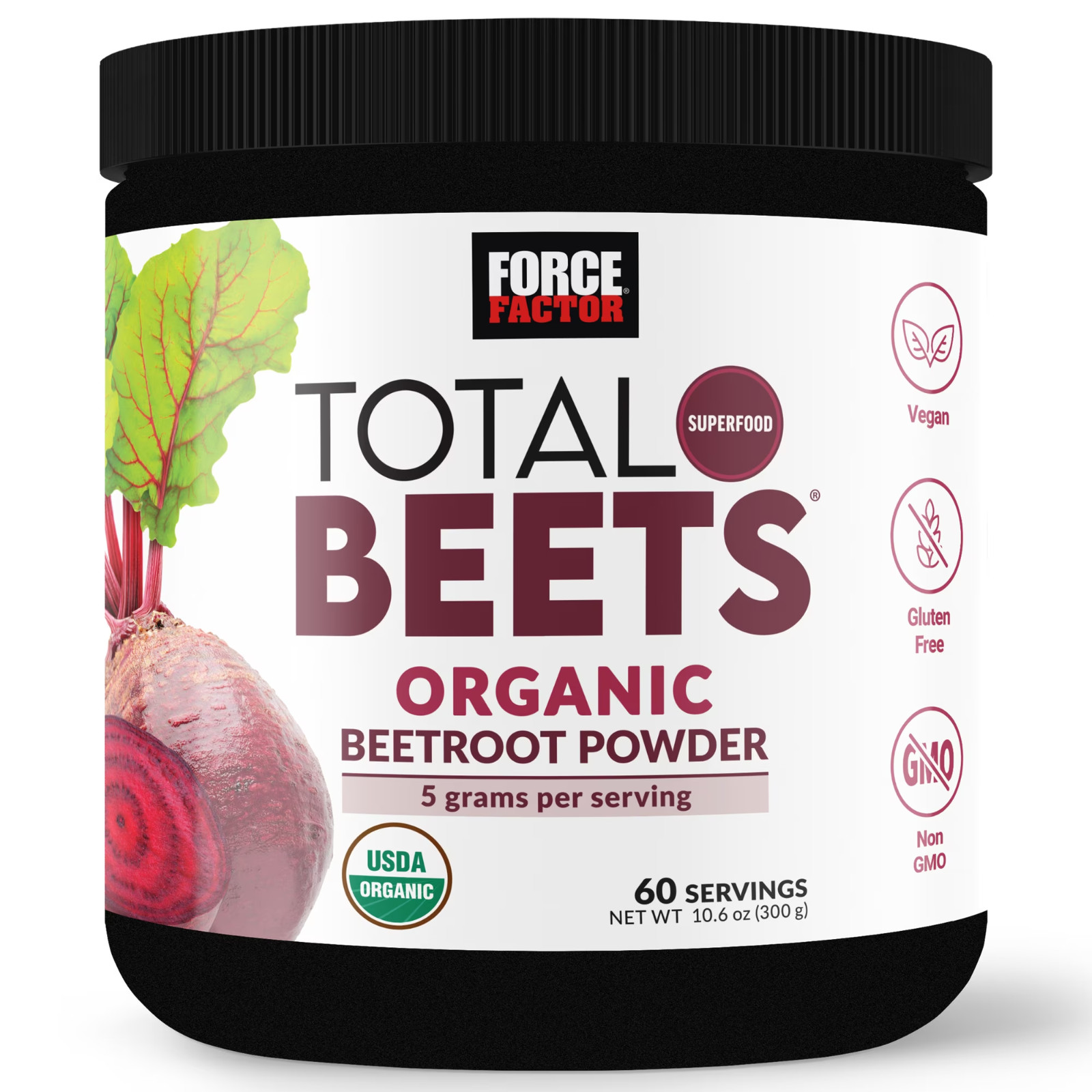 Force Factor Total Beets Organic Beet Root Powder Unflavored 60 Servings