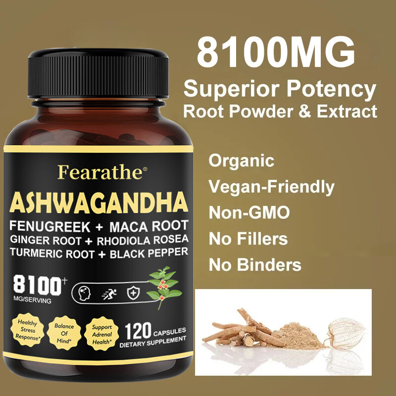 Ashwagandha 6000mg Fenugreek 550mg Maca Root 500mg Ginger Root 250mg Rhodiola