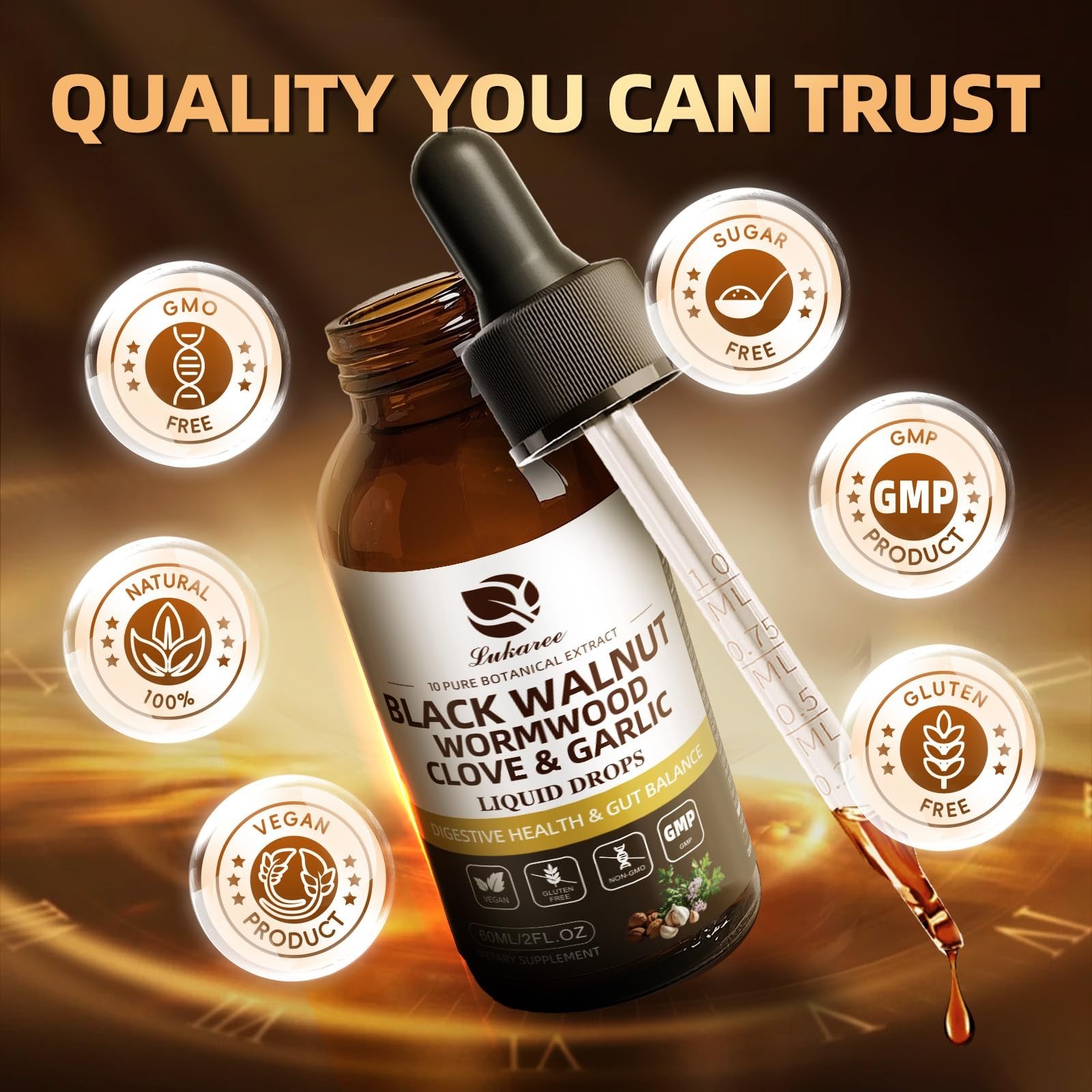 Ultra-Concentrated Wormwood Black Walnut Cleanse Tincture – Gut Detox & Digestiv