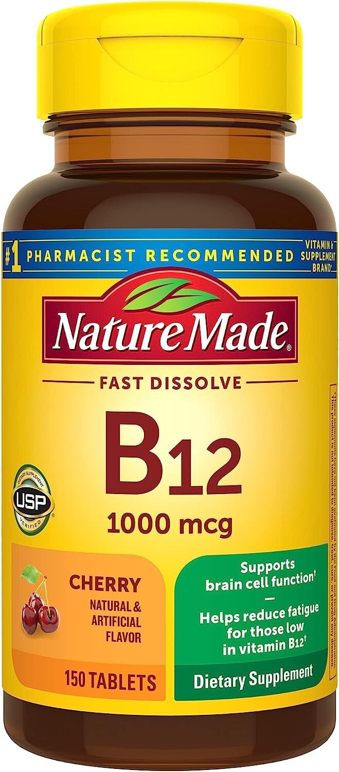 Vitamina B12 1000 mcg, apoyo al metabolismo energético, 150 tabletas