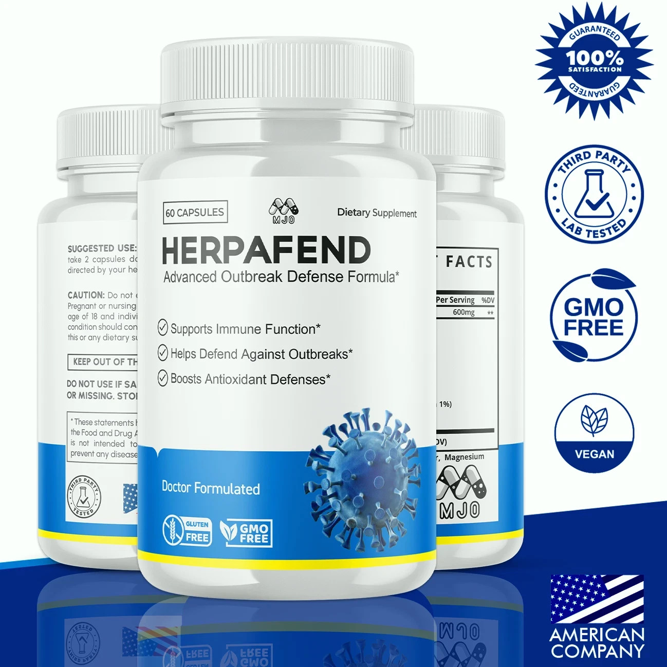 (2 Pack) Herpafend Advanced Formula Skin Health, Herpa Fend Pills (60 Capsules)